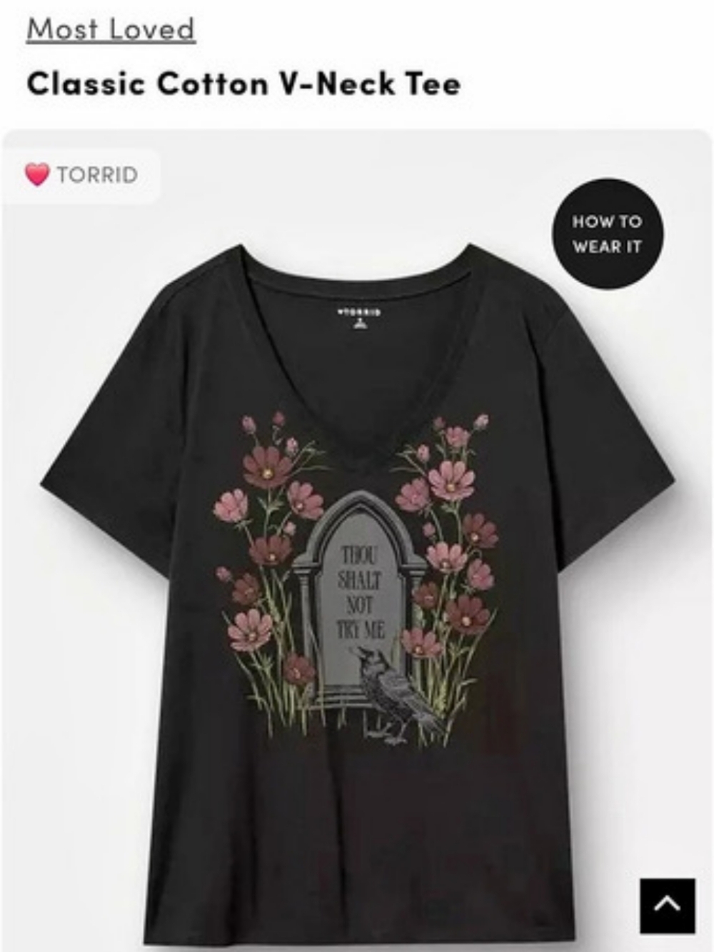 Torrid Classic Cotton V-Neck Tee Graphic V-Neck Tee in Black